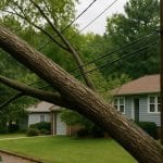 tree fallen on power lines in Atlanta