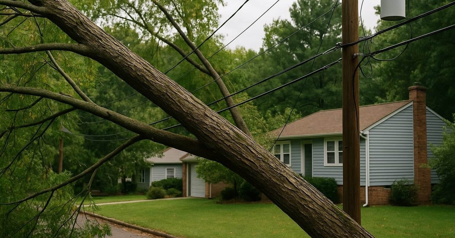 tree fallen on power lines in Atlanta